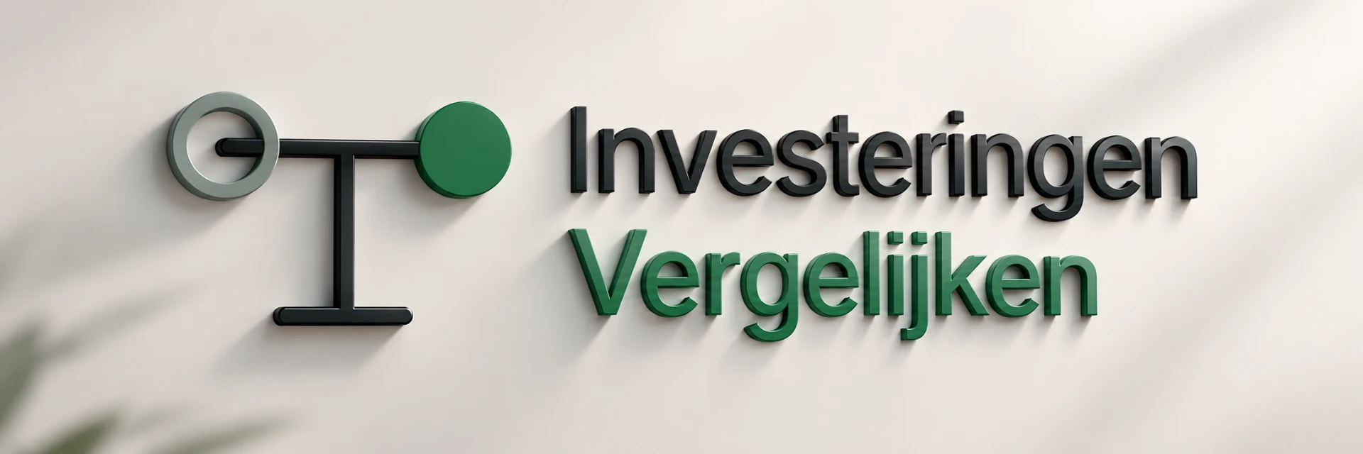 Het logo van Investeringen Vergelijken in reliëf op een lichte wand